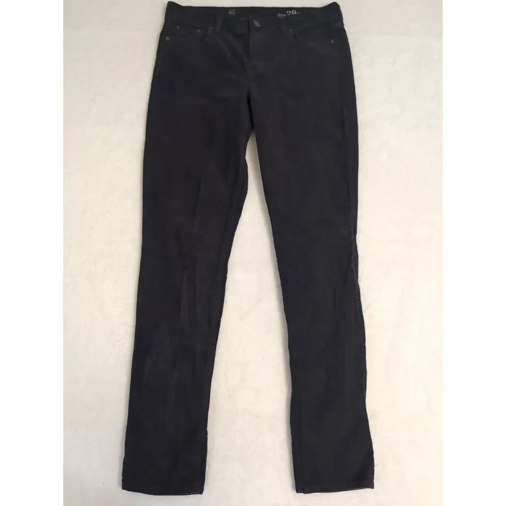 J. CREW Reid Fit Black Corduroy Straight Leg Skinny Pants Size‎ 29R X 32 Stretch